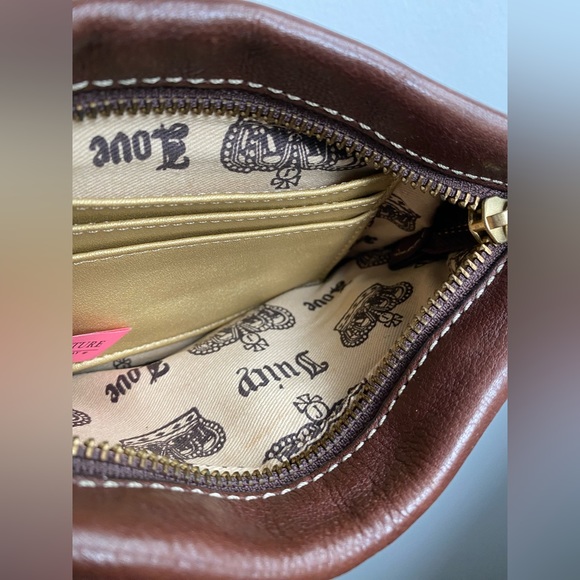 Juicy Couture Brown Leather Large Wristlet Mini Bag with Juicy Couture Dog Charm - Picture 9 of 10